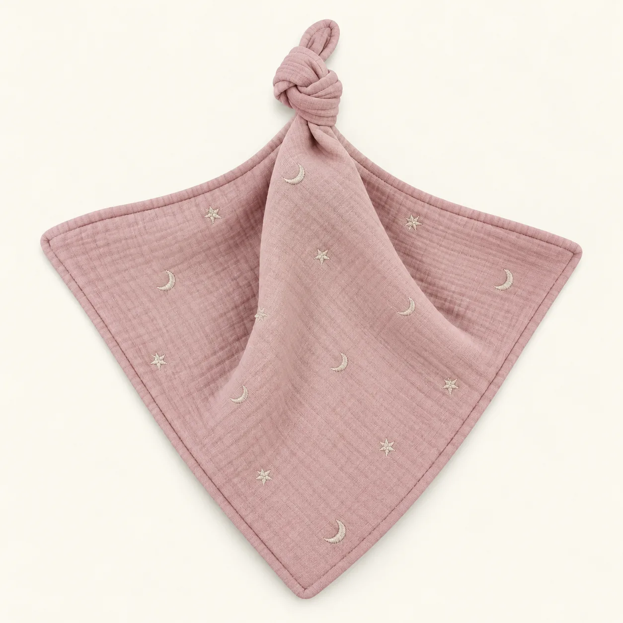 Speendoekje Geborduurde maan/sterren Roze