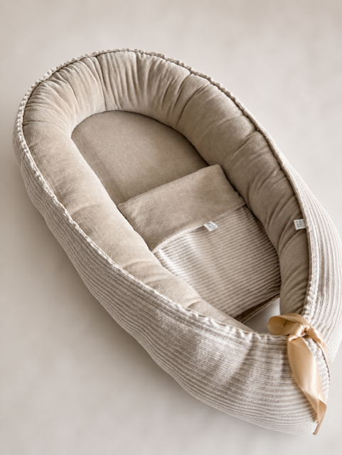 Babynestje Velours Brede Ribstof