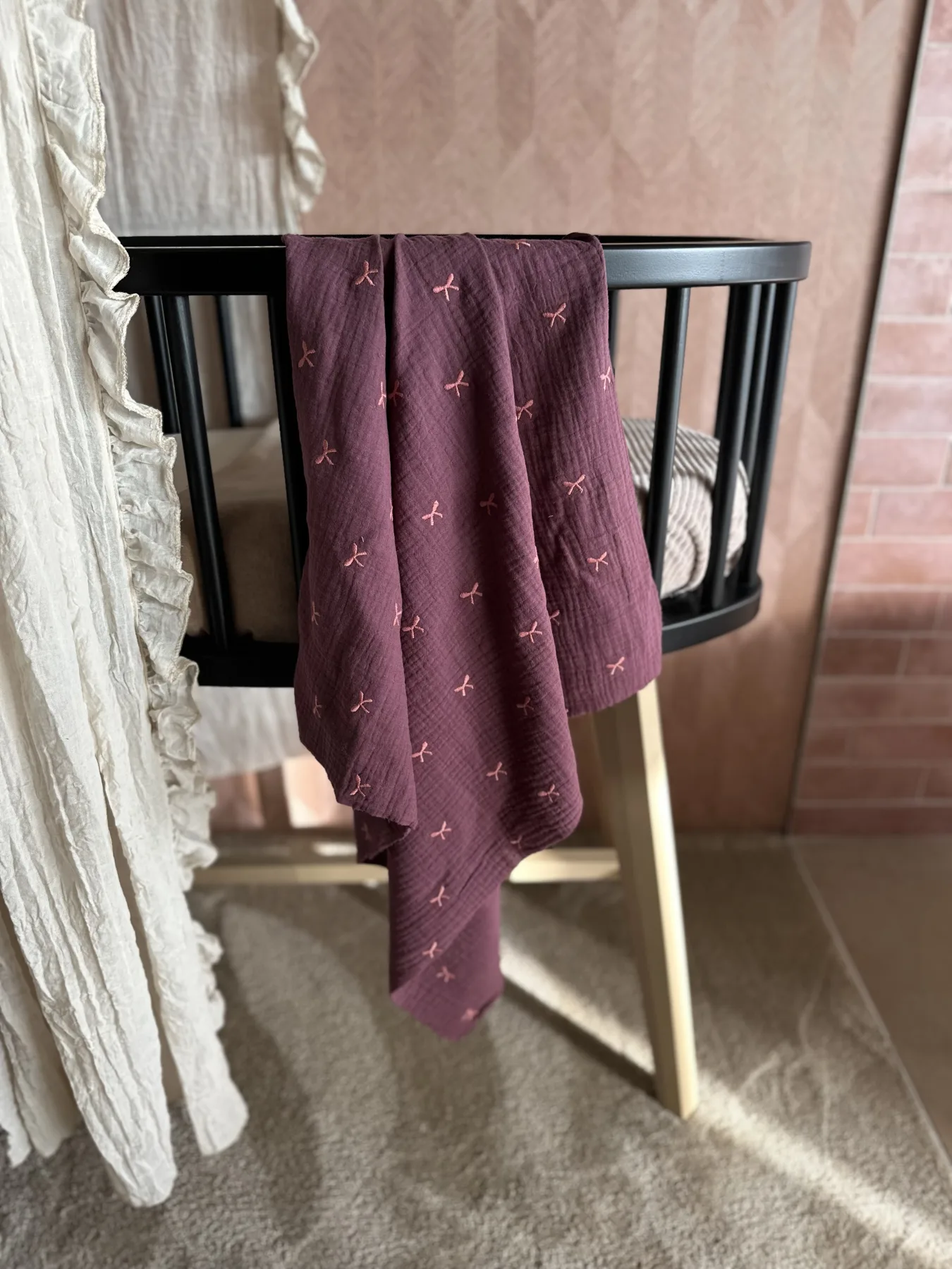 Hydrofiele doek - Aubergine strik