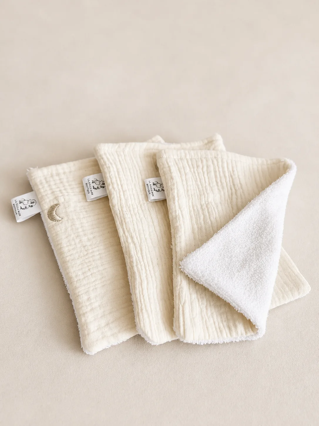Washandjes set van 3, Bamboe Badstof