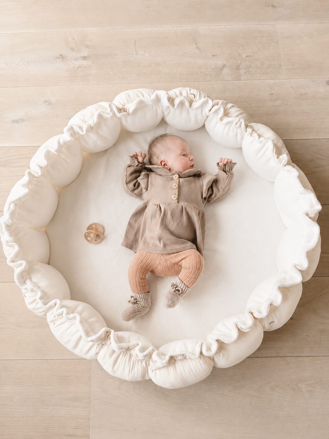 Babynestje Rond/Speelkleed Mini Ribstof Print
