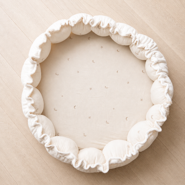 Babynestje Rond/Speelkleed Mini Ribstof Print - Afbeelding 3